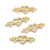 Brass Micro Pave Clear Cubic Zirconia Connector Charms KK-E068-VB384-3