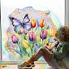 Flower Rainbow Prism Electrostatic Window Stickers PW-WGCE2D7-01-4