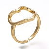 Brass Open Heart Ring RJEW-P018-04G-1