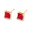 Cubic Zirconia Square Stud Earrings EJEW-F282-20-G-2