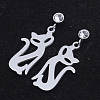 201 Stainless Steel Dangle Stud Earrings EJEW-T008-JN743-1