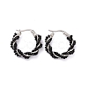 Glass Beaded Twisted Rope Hoop Earrings EJEW-M196-C01-S-01-1