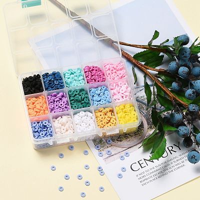 150G 15 Colors Handmade Polymer Clay Beads CLAY-JP0001-13-6mm-1