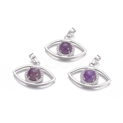 Natural Amethyst Pendants G-L512-H07-1