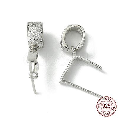 Anti-Tarnish Rhodium Plated 925 Sterling Silver Micro Pave Cubic Zirconia Pendant Bails STER-P034-43P-1