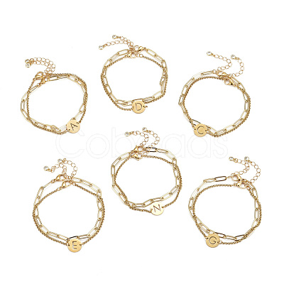 Titanium Steel Link Bracelets & Brass Paperclip Chain Bracelets Sets BJEW-JB06181-1