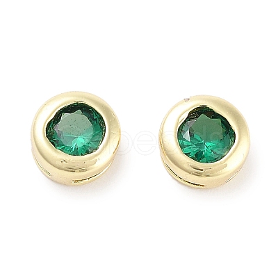 Brass with Single Cubic Zirconia Slide Charms KK-C051-27G-02-1