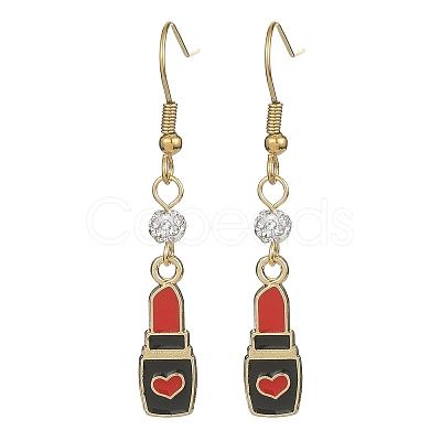 Alloy Enamel & Polymer Clay Rhinestone Beaded Dangle Earrings EJEW-JE05355-1