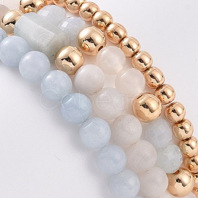 4Pcs 4 Style Natural & Synthetic Mixed Gemstone Beaded Stretch Bracelets Set BJEW-JB09115-1