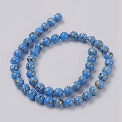 Sea Shell and Synthetic Turquoise Assembled Beads Strands G-G758-03-6mm-1