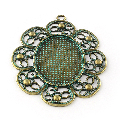 Flower Zinc Alloy Big Pendant Cabochon Settings PALLOY-R065-141-LF-1