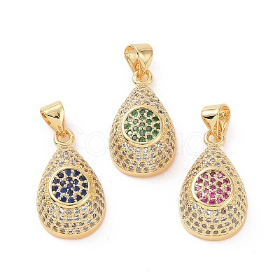 Brass Micro Pave Cubic Zirconia Pendants ZIRC-I063-40G-1