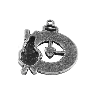 Clock & Rabbit Tibetan Style Alloy Pendants TIBEP-R344-71AS-LF-1