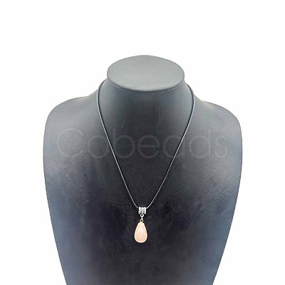 Natural Rose Quartz Teardrop Pendant Necklaces SK1018-8-1