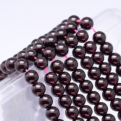 Mozambique Import Natural Grade AA Garnet Round Beads Strands G-E300-AA-6mm-1