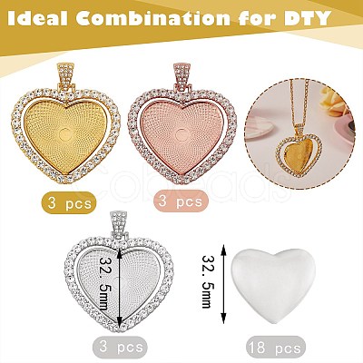 DIY Heart Rhinestone Pendant Making Kits DIY-SZ0006-25-1