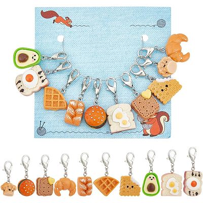 Resin Bread & Pastry & Avocado Pendant Decorations HJEW-PH01549-1