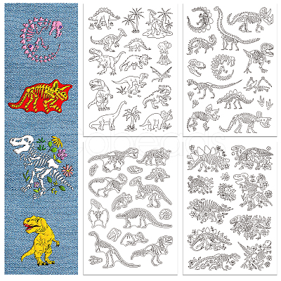 4 Sheets 11.6x8.2 Inch Stick and Stitch Embroidery Patterns DIY-WH0455-133-1