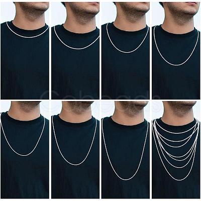 Anti-Tarnish Rhodium Plated 925 Sterling Silver Thin Dainty Link Chain Necklace for Women Men JN1096B-07-1