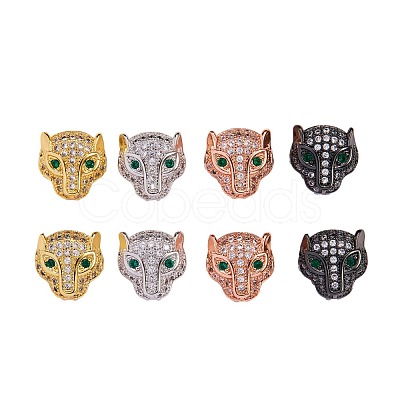 8Pcs 4 Color Rack Plating Hollow Brass Micro Pave Cubic Zirconia Beads sgZIRC-SZ0001-02-RS-1