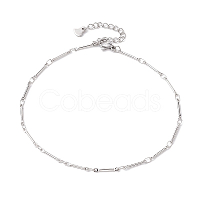 Brass Link Bar Chain Anklets for Women AJEW-AN00625-1