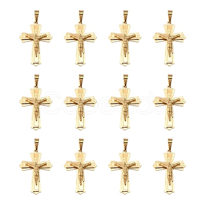 Golden 304 Stainless Steel Crucifix Cross Big Pendants for Easter STAS-V0493-79B-1