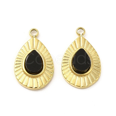 Natural Black Onyx(Dyed & Heated) Teardrop Charms STAS-J401-VC666-1