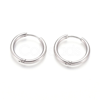 Tarnish Resistant 304 Stainless Steel Huggie Hoop Earrings EJEW-F111B-21mm-P-1