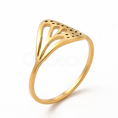 304 Stainless Steel Hollow Out Butterfly Wing Finger Ring for Women RJEW-K239-13G-1