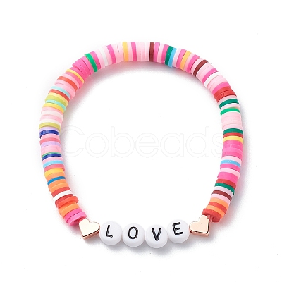 9Pcs 9 Style Handmade Polymer Clay Heishi Surfer Stretch Bracelets Set BJEW-JB08863-1