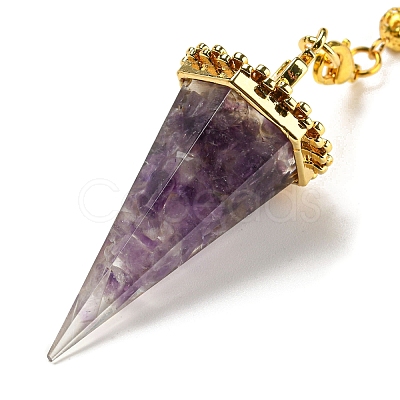 Natural Amethyst Chip & Resin Dowsing Pendulum Big Pendants G-H293-02G-06-1