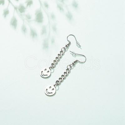 Curb Chains with Brass Charm Long Dangle Earrings EJEW-JE04963-04-1