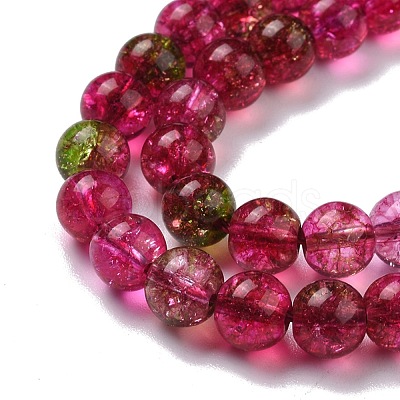 Crackle Glass Round Bead Strands CCG-C001-01B-02-1