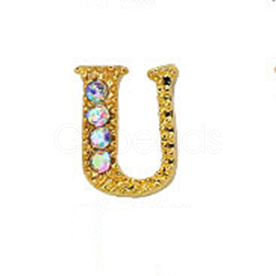 Alloy Gold Rhinetone Letters Nail Stud Cabochons MRMJ-S047-023U-1