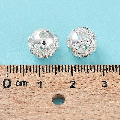 Rack Plating Brass Micro Pave Clear Cubic Zirconia Beads KK-B078-10A-S-1