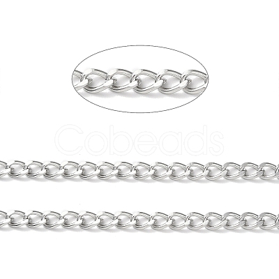 Tarnish Resistant 304 Stainless Steel Faceted Curb Chains CHS-G027-02P-1