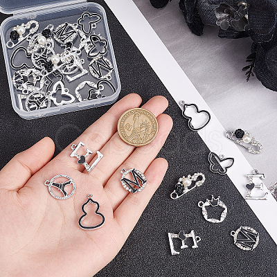 SUNNYCLUE 35Pcs 7 Style UV Plated Alloy Rhinestone Pendants FIND-SC0002-81-1