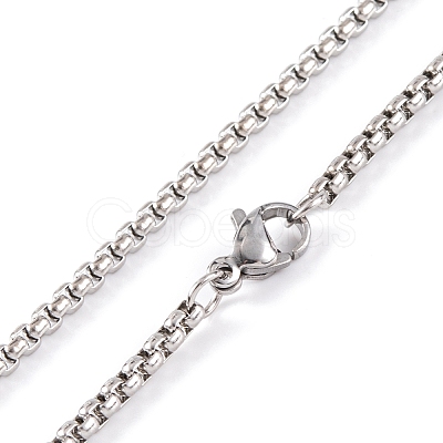 304 Stainless Steel Box Chain Necklaces NJEW-P304-01B-1