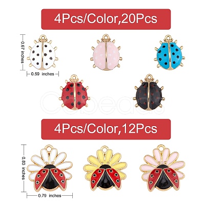 32Pcs 8 Style Alloy Enamel Pendants ENAM-SZ0002-81-1