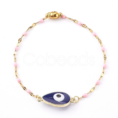 Alloy Enamel Evil Eye Link Bracelets BJEW-JB05973-1