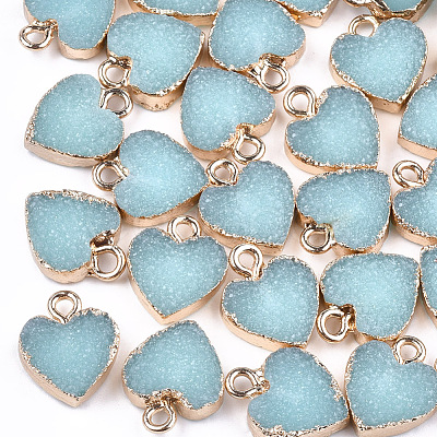 Electroplate Druzy Resin Pendants RESI-S366-01D-1