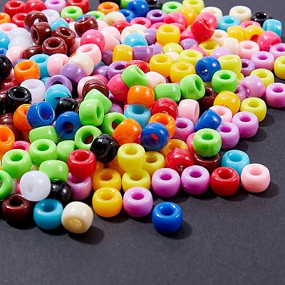 121.5G 15 Colors Opaque Acrylic European Beads SACR-SZ0001-09-1