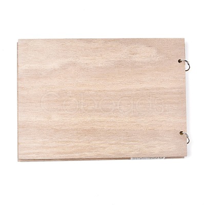 Wooden Wedding Guestbooks Notepad AJEW-M206-17-1