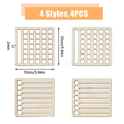 4Pcs 4 Style Wood Mini Calendar Square DIY-WH0504-134-1