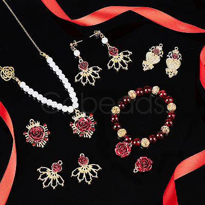 PandaHall Elite 40Pcs 4 Style Heart & Crown & Leaf Alloy Pendant FIND-PH0010-79-1