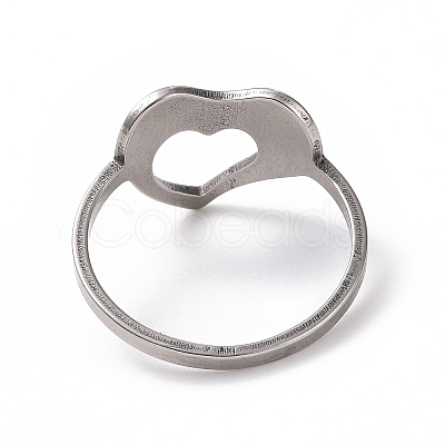 Non-Tarnish 201 Stainless Steel Heart Finger Ring RJEW-J051-12P-1