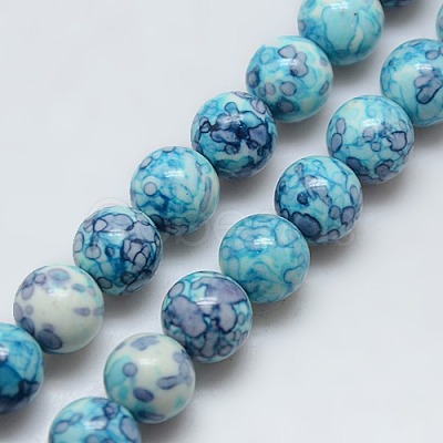 Synthetic Ocean White Jade Beads Strands X-G-C219-10mm-02-1