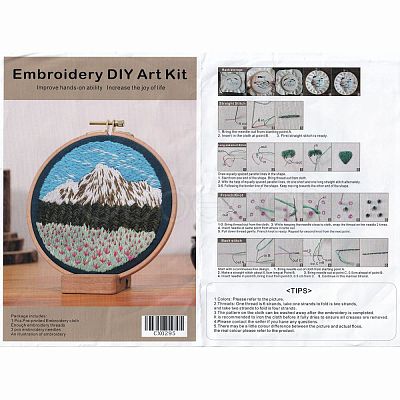 DIY Flower and Mountain Embroidery Kit DIY-O021-12B-1