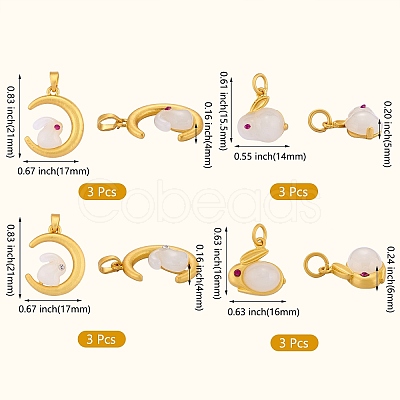 12Pcs 4 Style Alloy Glass Charms FIND-SZ0002-85-1