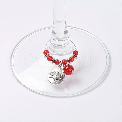 Natural Carnelian Wine Glass Charms AJEW-JO00154-03-1